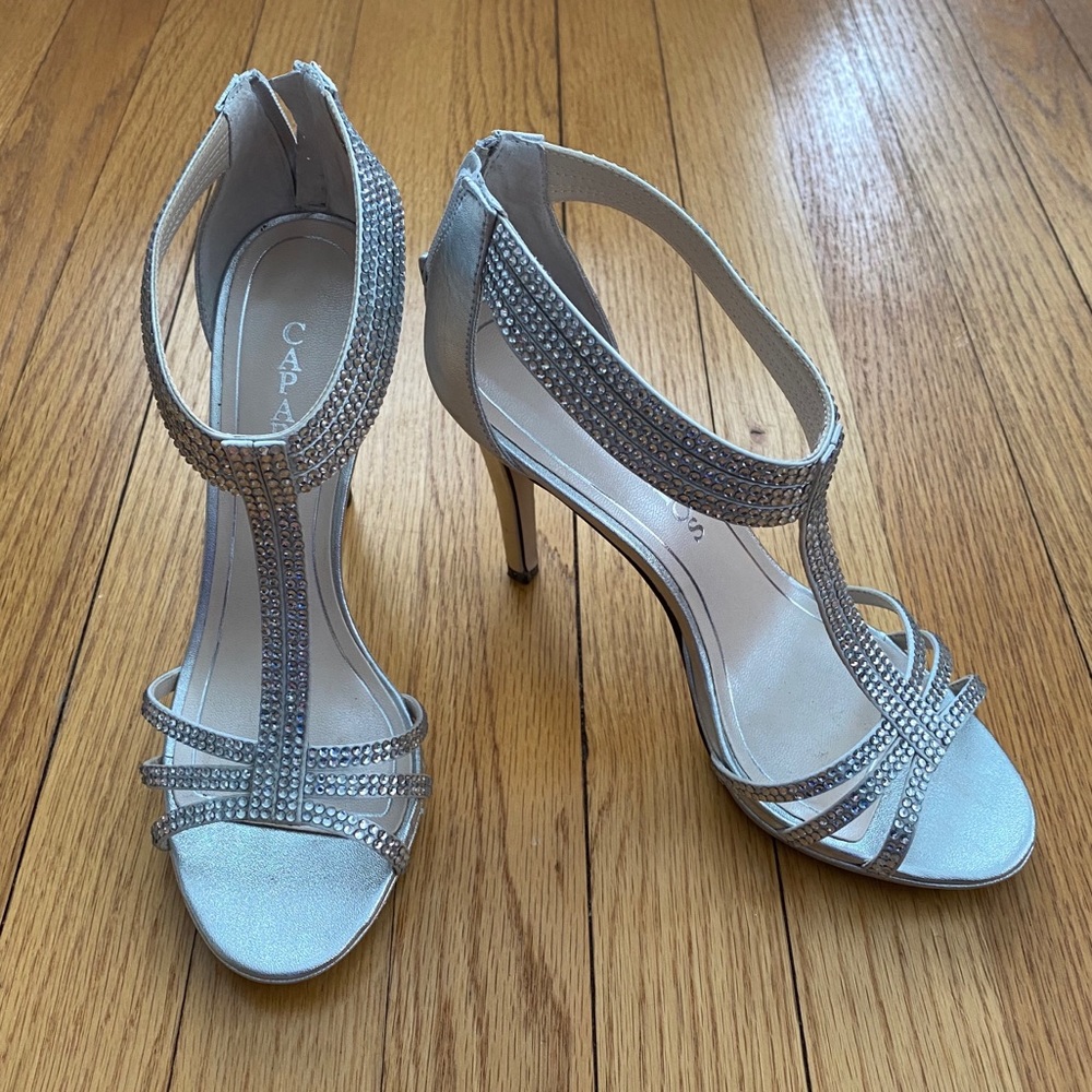 Caparros Silver Studded Rhinestone Heels - Picture 1 of 6